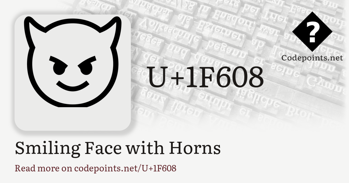 U+1F608 SMILING FACE WITH HORNS: 😈 – Unicode – Codepoints